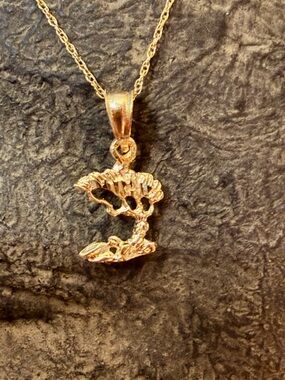Solid 14k Gold Bonsai Pendant Charm & 14k Yellow Gold Rope Chain - 18.5 inches